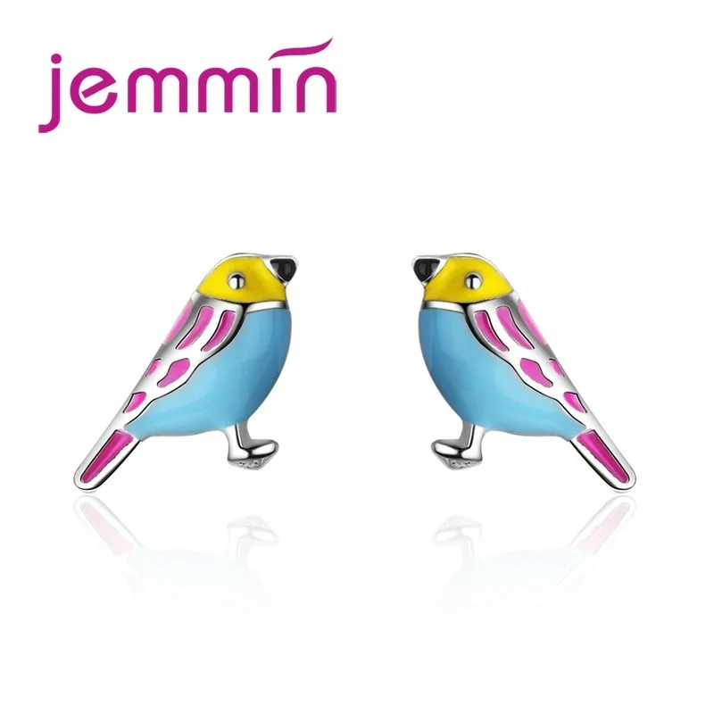 New Arrival Colorful Bird Design Women Small Stud Earrings For Sale Fashion 925 Sterling Silver Mini Style Jewelry