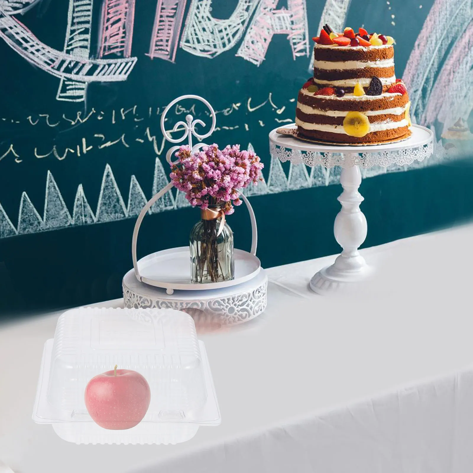 

50Pcs Clear Plastic Food Storage Boxes Disposable Cake Containers for Bakery Pastry Desserts and Snacks Fruit Packing Box