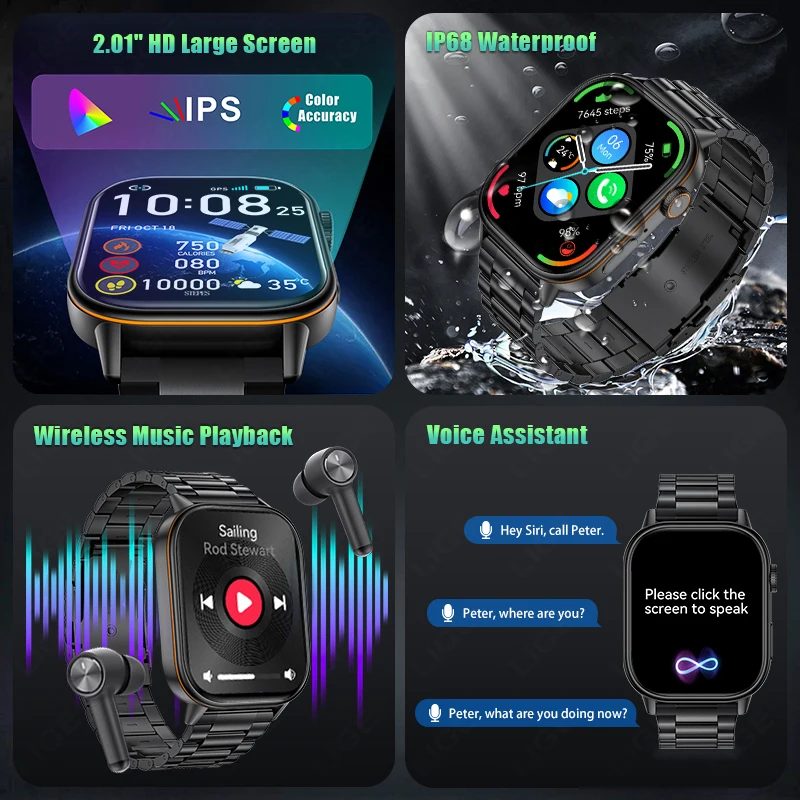 LIGE Nuovo Localizzatore GPS Astuto Della Vigilanza Degli Uomini Bussola Militare Sport All'aria Aperta Orologi Fitness 2.01 ''Schermo HD Impermeabile Donne Smartwatch