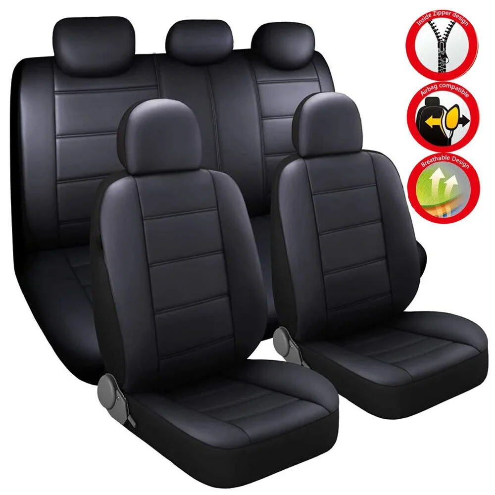 Leather Car Seat Covers Full Set 5-Seats Front Rear Protector Cushion For TOYOTA