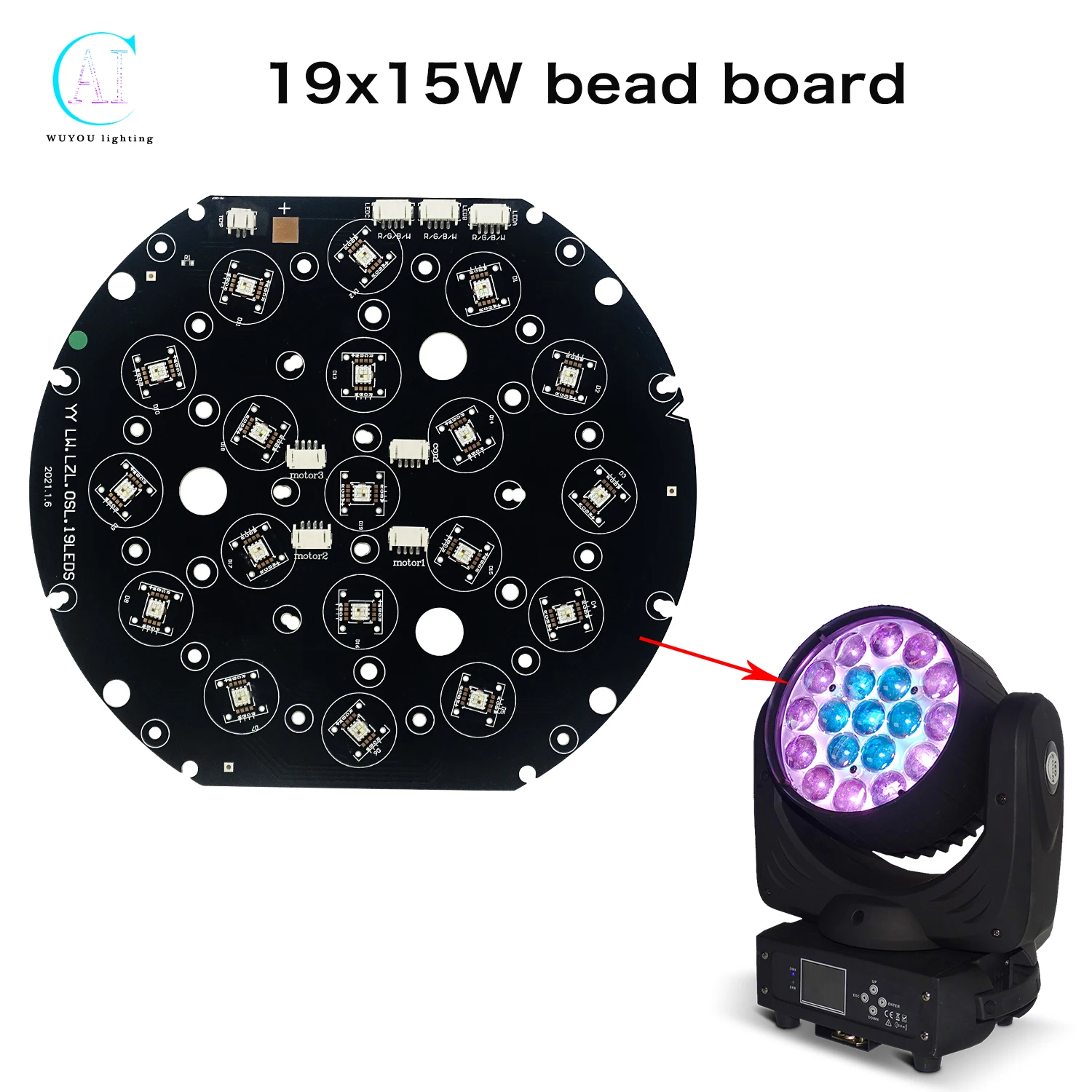 

Professional Moving Head Light 19x12W/19x15W RGBW Moving Head Zoom LED Light Bead Board Stage Light Repair Accessories