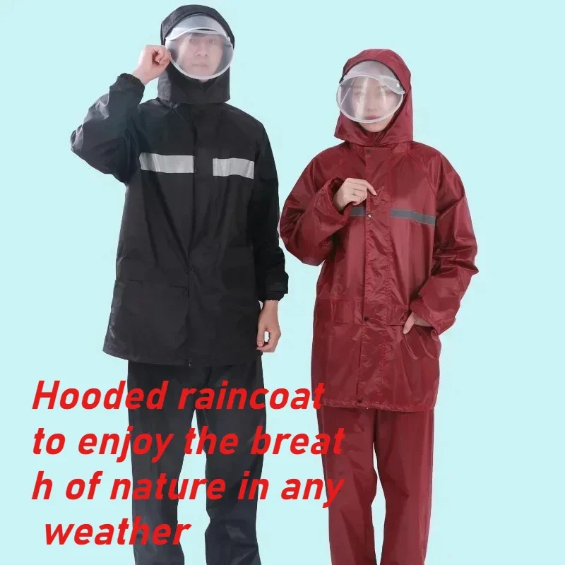 

2 Colors Full Body Rainproof Electric Bicycle Motorcycle Riding Raincoat and Rain Pants Set Reflective Split Type Raincoat