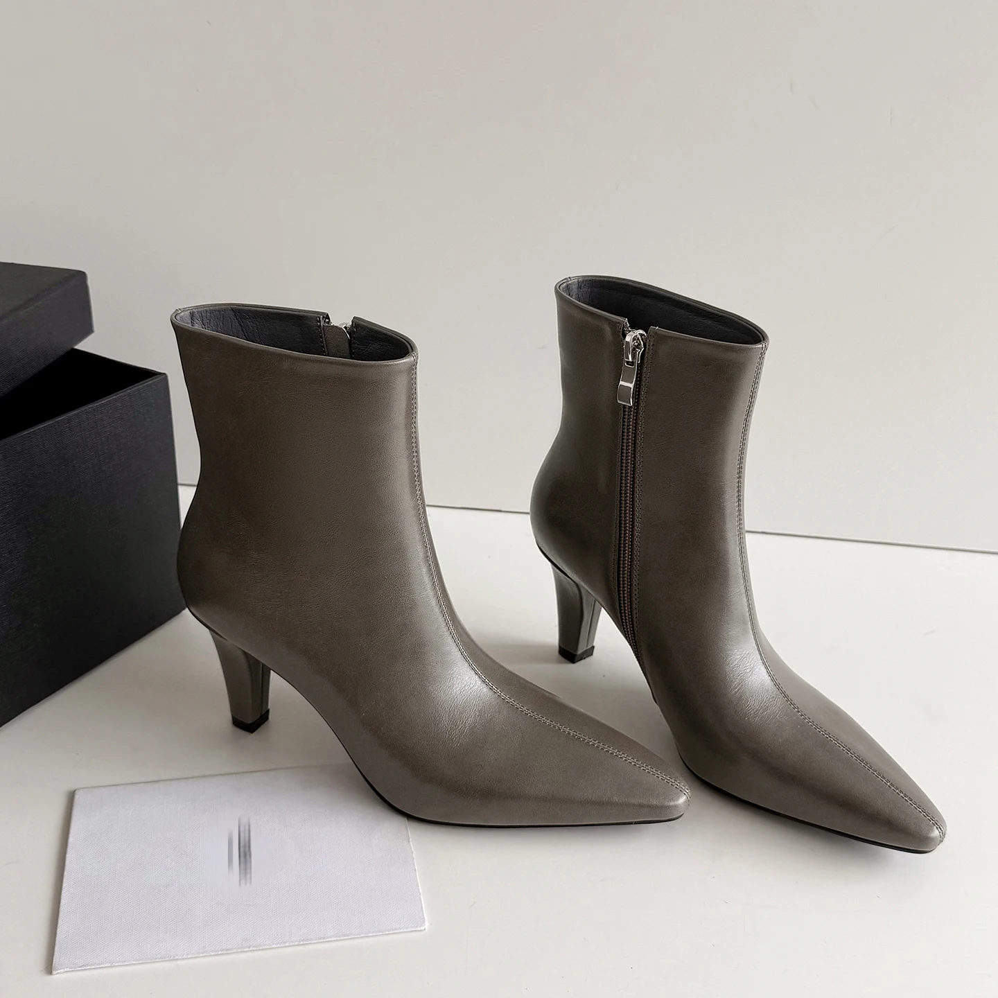 ESVEVA 2027 Fashion Winter Women Ankle Boots Woman Shoes Genuine Leather Pointed Toe High Heels Autumn Dress Short Boots 34-40