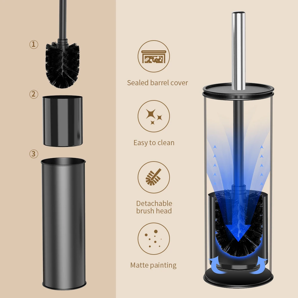 Black Toilet Brush and Holder Long Handled Toilet Brush for Bathroom Heavy Duty Toilet Bowl Brush Deep Cleaning  Cleaner Brush view 3