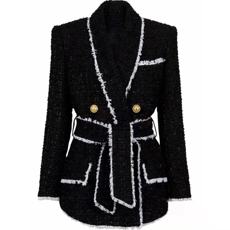 In Stock 2026 New High-end Women's Tweed Waist-shaped, Slimming, Export Source, Temperament Commuting Elegant Urban Style Jacket