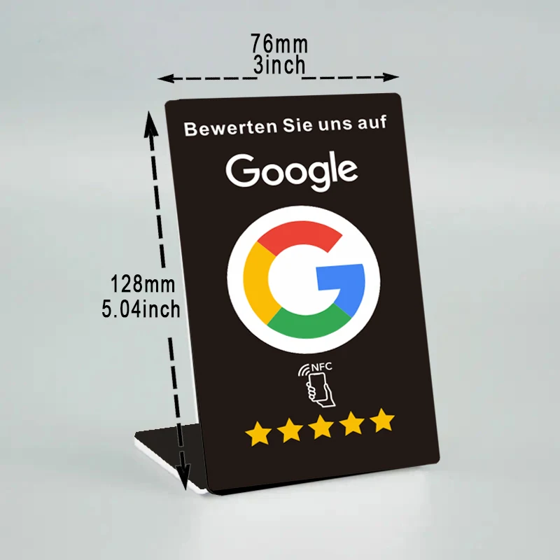 Deutsches Schreiben von NFC-gedruckten Karten, Plattenaufklebern, Ständer für Google Bewertungen, Instagram, WhatsApp, Hahn NFC