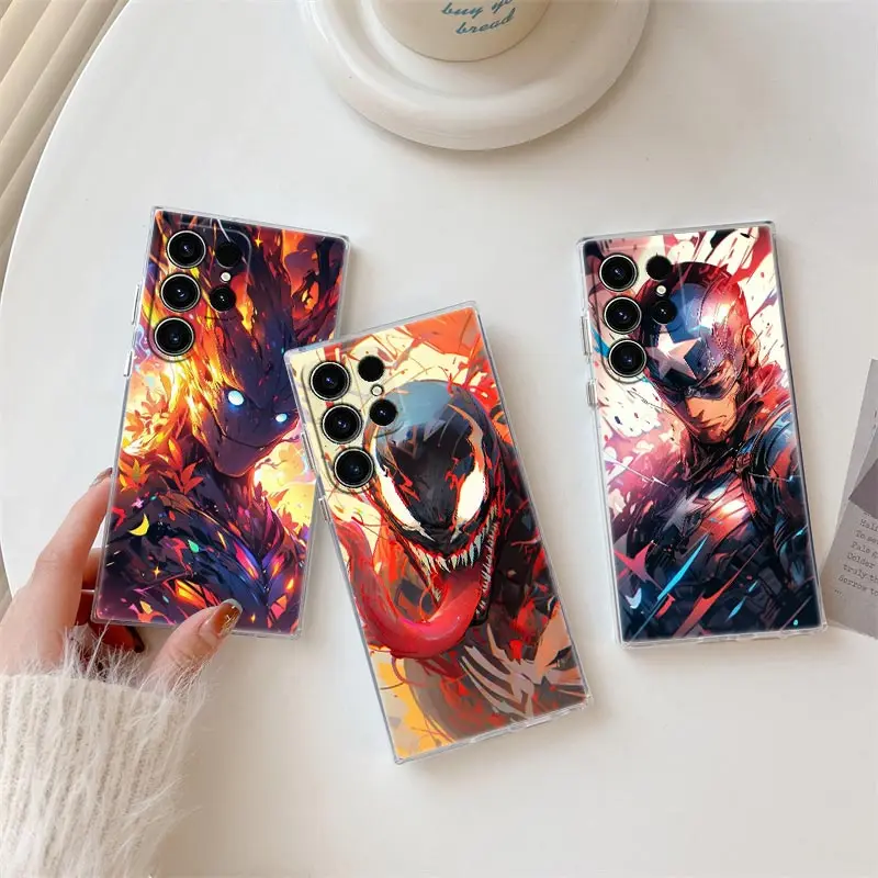 

Venom Captain America Groot Marvels Case For Samsung Galaxy S25 S24 S23 Ultra S20 S21 FE S22 Plus A56 A55 A36 A26 5G Phone Cover