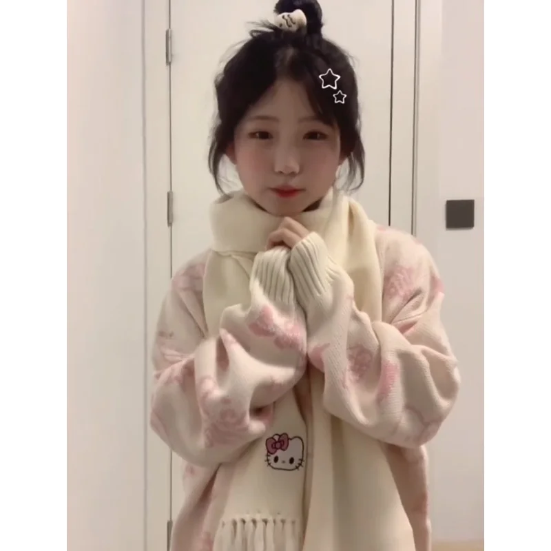 

Soft Cozy Japanese Sle round Ne Knitwear Women's Loose Fit Autumn Winter Sweater Lazy Sle Sweet Brand Xiangbaiwei