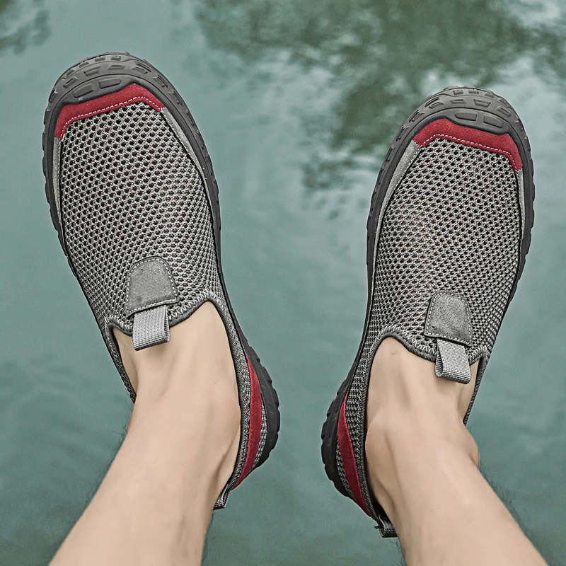 

Весенняя сетчатая повседневная обувь, дышащая удобная мужская уличная походная обувь, универсальная мужская пляжная обувь для кемпинга