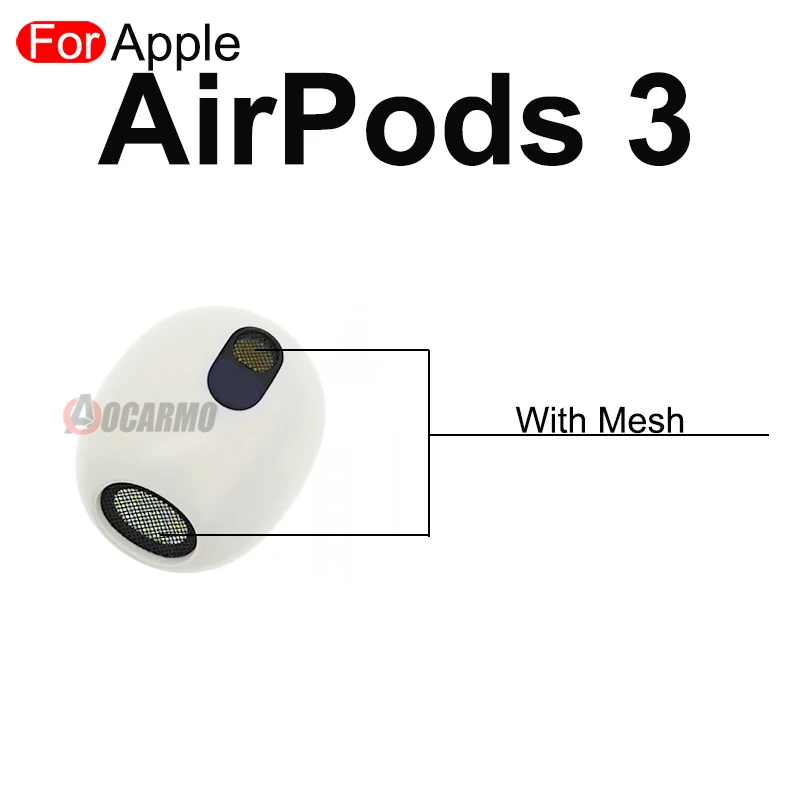 Aocarmo For Apple AirPods 3 Earphone Upper Shell Case Top Housing With Magnet Dust Mesh Net Metal sheet Repair Replacement Part