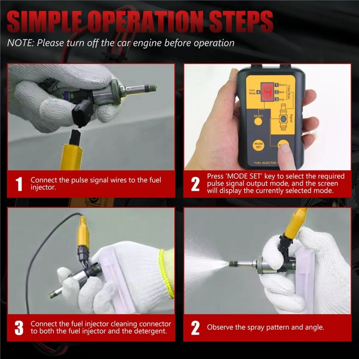 A02G 1Set Automobile Fuel Injector Drive Tester, Automobile Tester, Gas Injector Diagnostic Tool, Automobile Maintenance Tool
