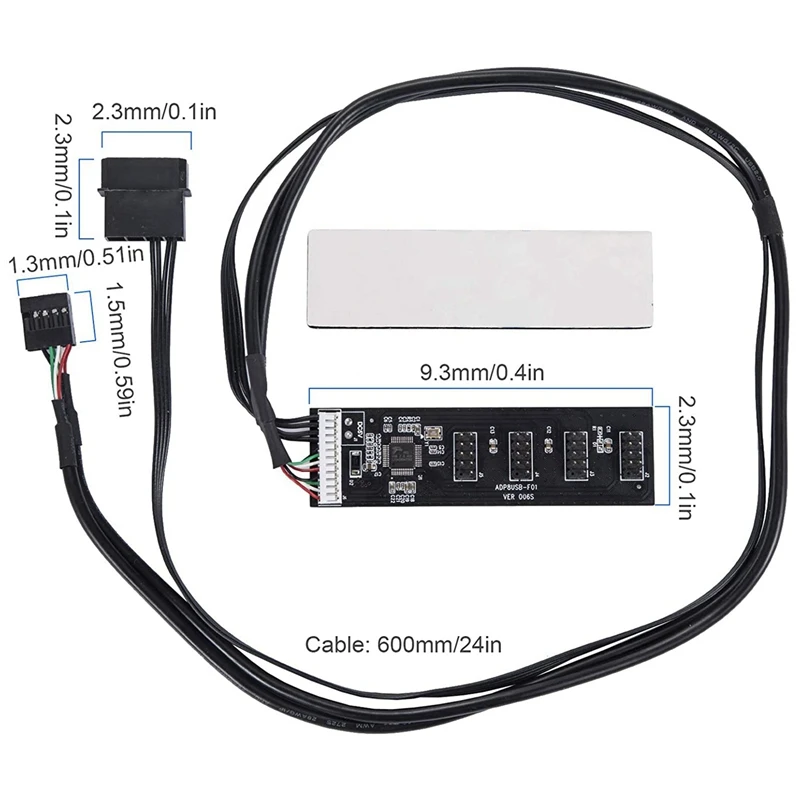 Computer Motherboard USB 2.0 9Pin To 4-Port 9Pin Interface,High-Performance One-To-Four Expansion Hub Adapter