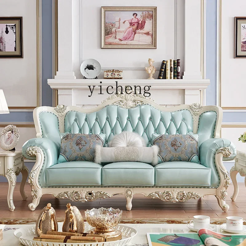 

Sofa Combination Living Room Complete Set of Luxury Furniture Suit Combination Genuine Leather