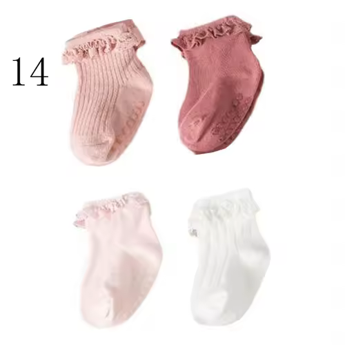 4Pair/lot new baby children's non-slip autumn winter cotton socks solid color baby foot socks - Image 8