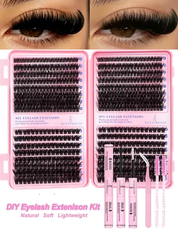 DIY Cluster Lashes Kit Individual Lashes 3D Faux Mink Lashes Wispy Eyelash Extension Soft Lashes Reuseable Makeup