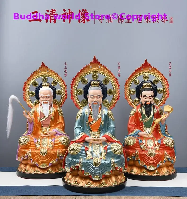 52CM Large A set 3PCS Buddhism HOME Taoist temple shrine protection SAN QING DAO ZU Buddha ZU SHI TIAN ZUN Gods Color statue