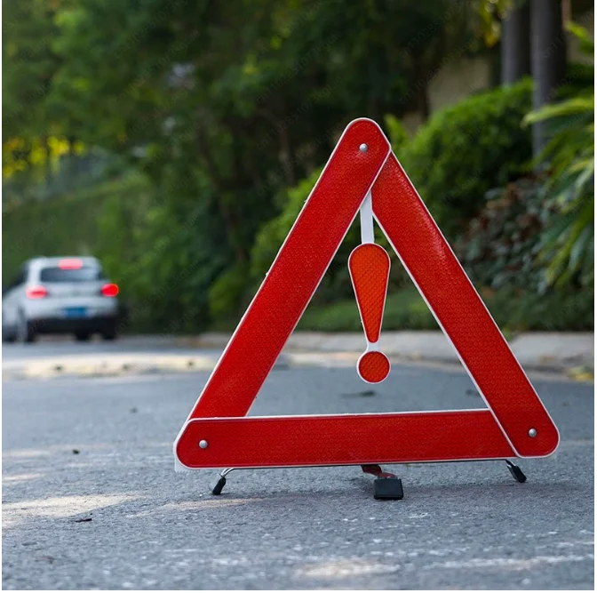 Car Triangle Warning Sign, Car Reflective Parking Warning Sign, Night Temporary Parking Sign
