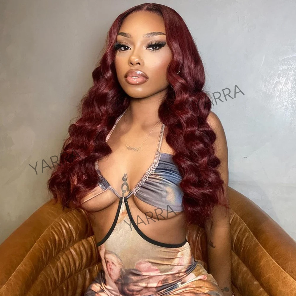 Dark 99J Glueless 13X4 Lace Front Human Hair Wig Loose Wave 13x6 Transparent Deep Lace Frontal Wig Burgundy 5X5 Lace Closure Wig