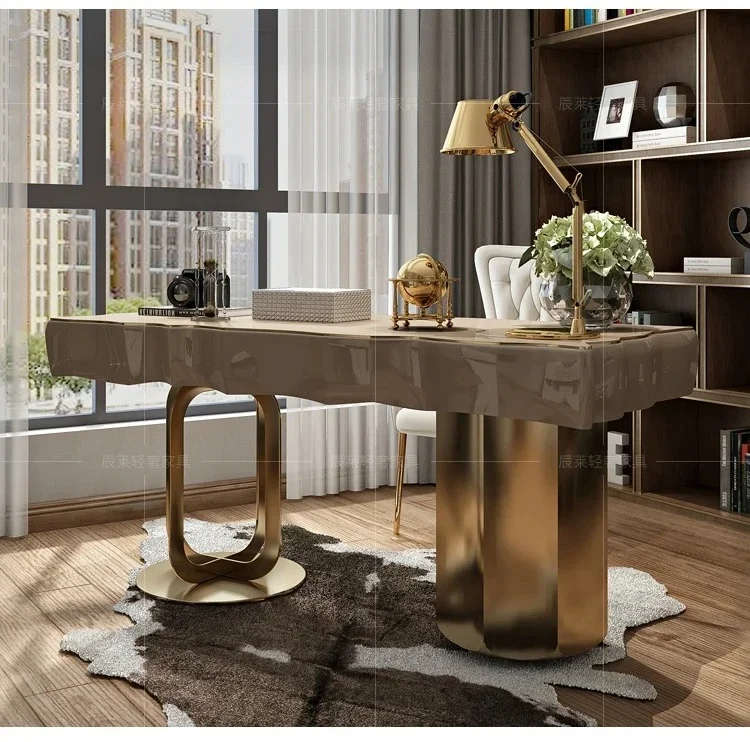 Postmodern desk and chair simple American desk writing desk paint study bedroom stainless steel computer