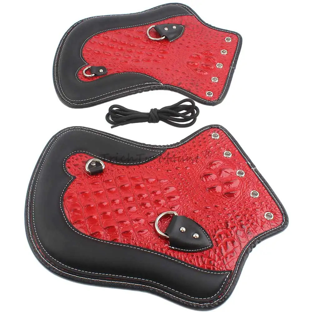 1 x Motorcycle Red Heat Shield Deflectors Insulation Pad Saddle Pad Cover PU Leather For Suzuki Kawasaki Yamaha Honda Indian