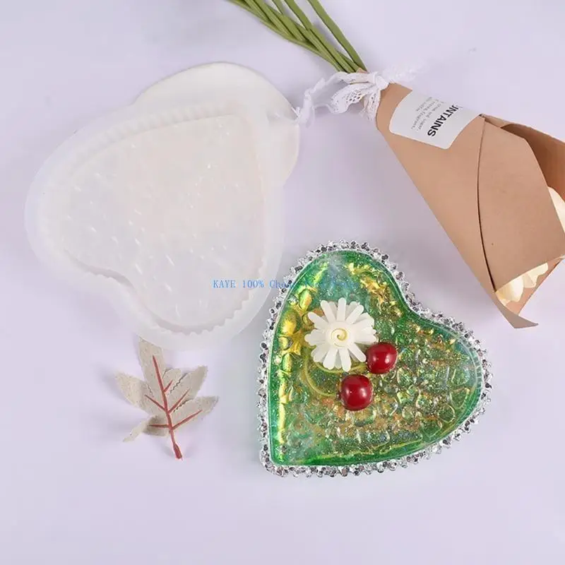 

G6KA Heart Storage Box Resin Mold Jewelry Tray Silicone Mold Decorative