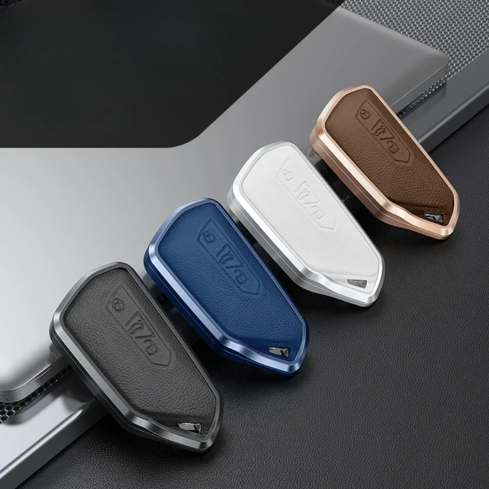 

Car Remote Alloy Leather Key Case Cover Shell Fob For VW Volkswagen Golf 8 MK8 Gti R Skoda Octavia 3 Button Smart Key Protecto