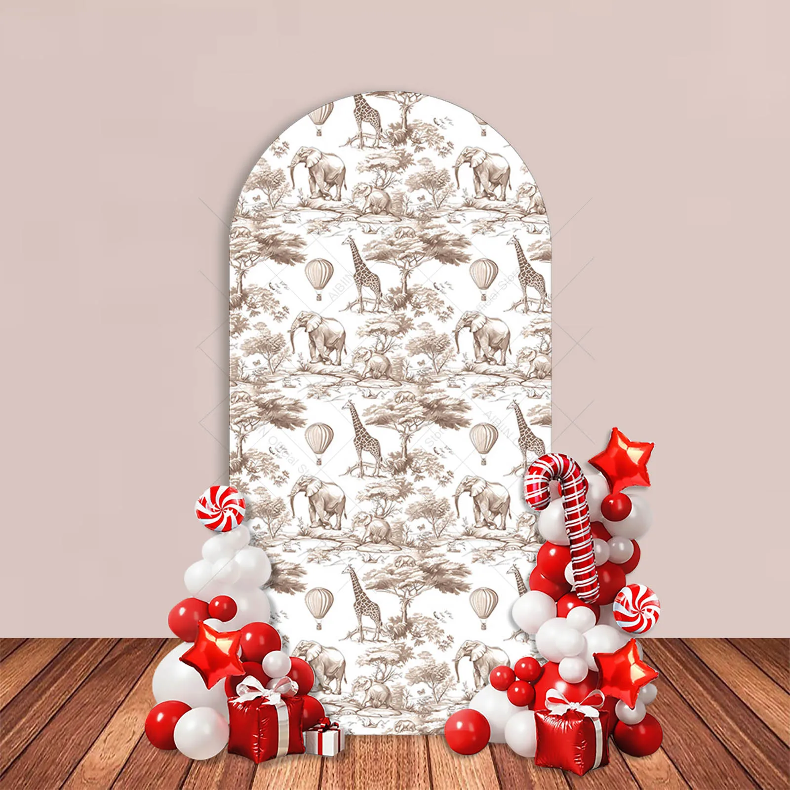 French Wedding Arch Backdrop Cover Pink or Blue Animals Forest Elephant Giraffe Bride to Be Birthday Baby Shower Party Decor