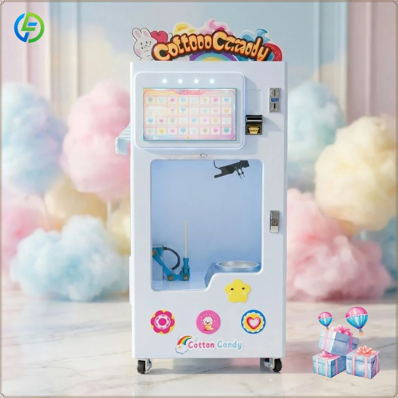 Cotton Candy Vending Machine Vibrant Colourful Sugar Floss Self-Service Cotton Candy Vending Machine FL Customized