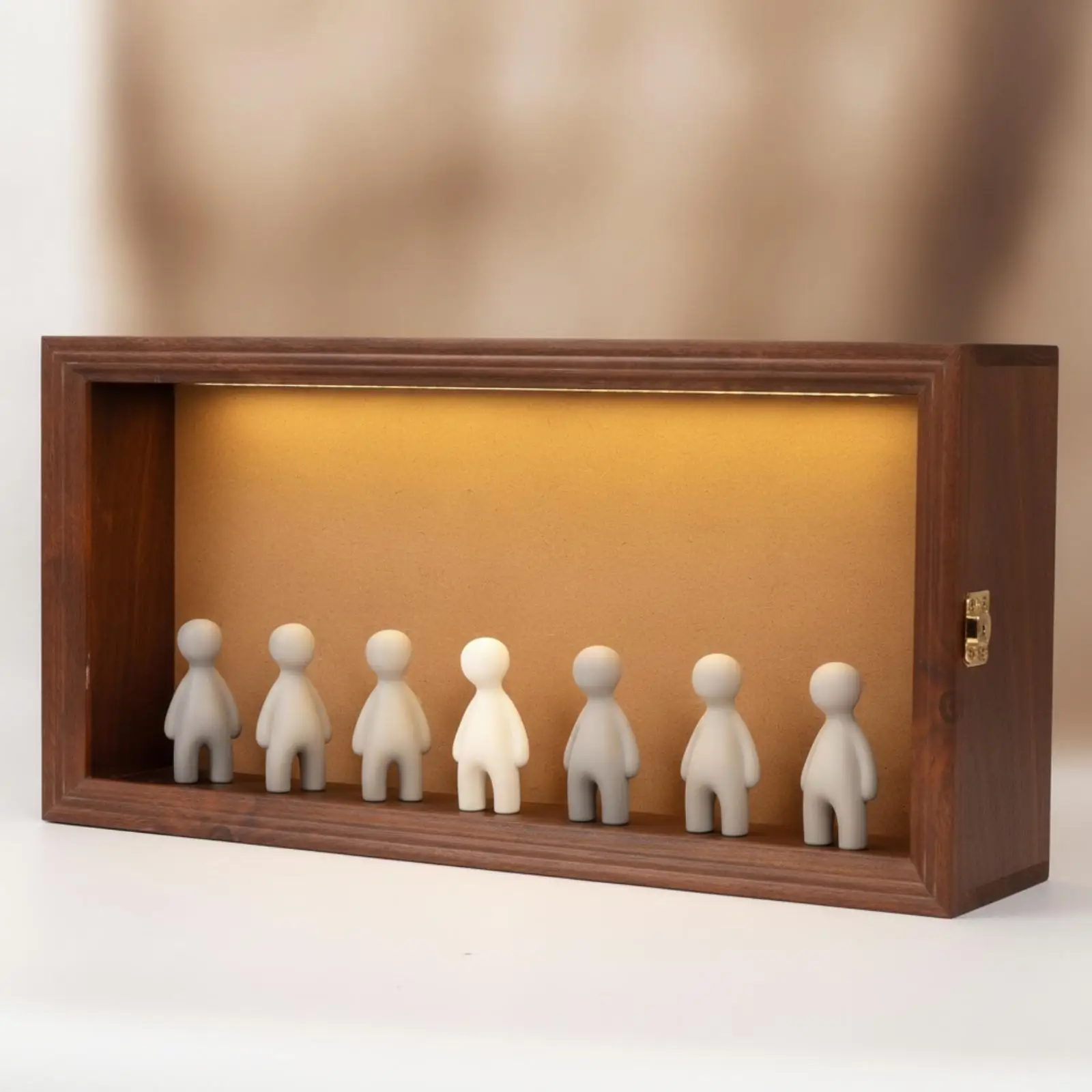 MDF Plush Doll Shadow Box Display Frame with Metal Latch Closure for Miniature Figure Collection Wall Hanging Storage Case