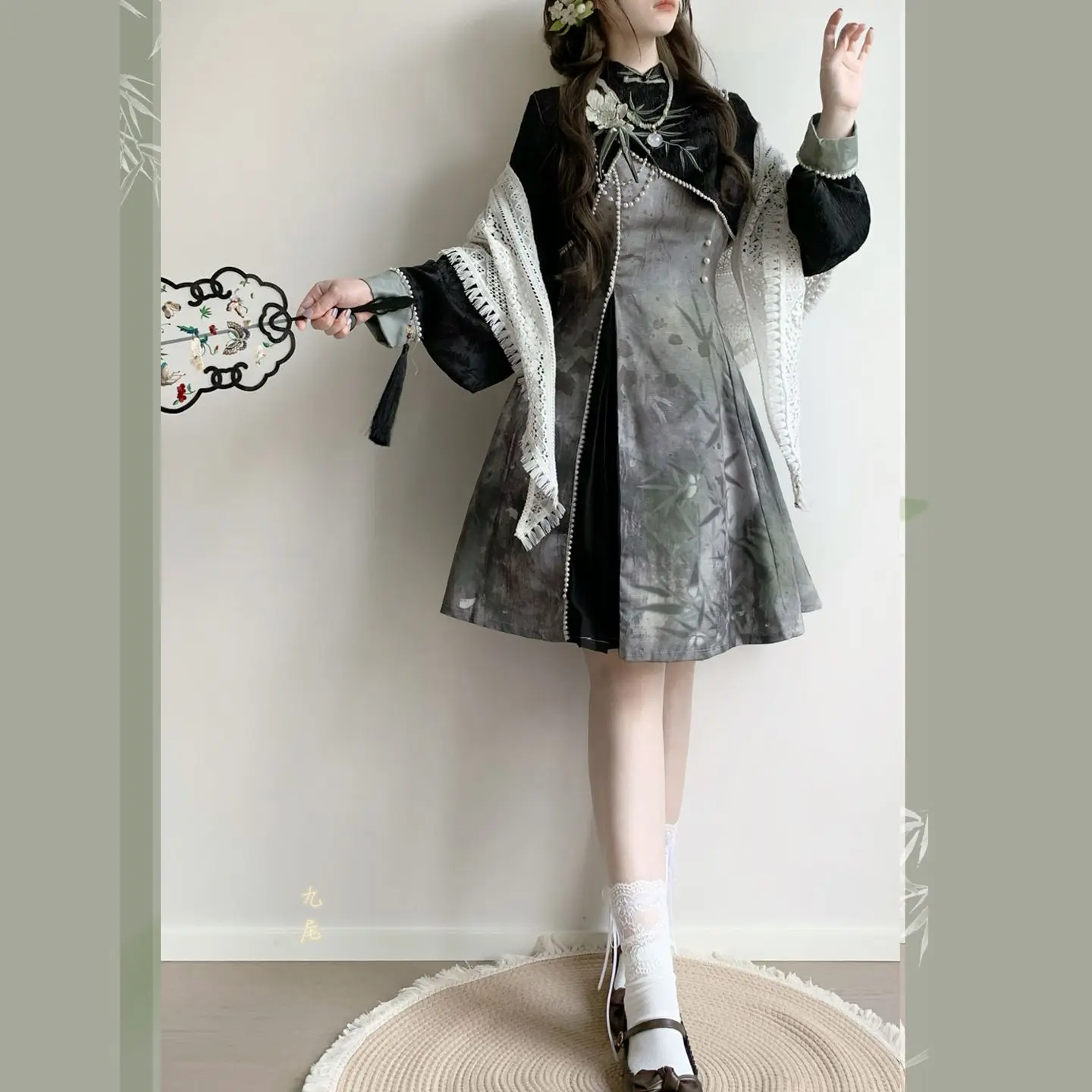 Japan Hanfu Autumn Improved New Chinese Style Chinese Suspender Skirt And Shawl Suit