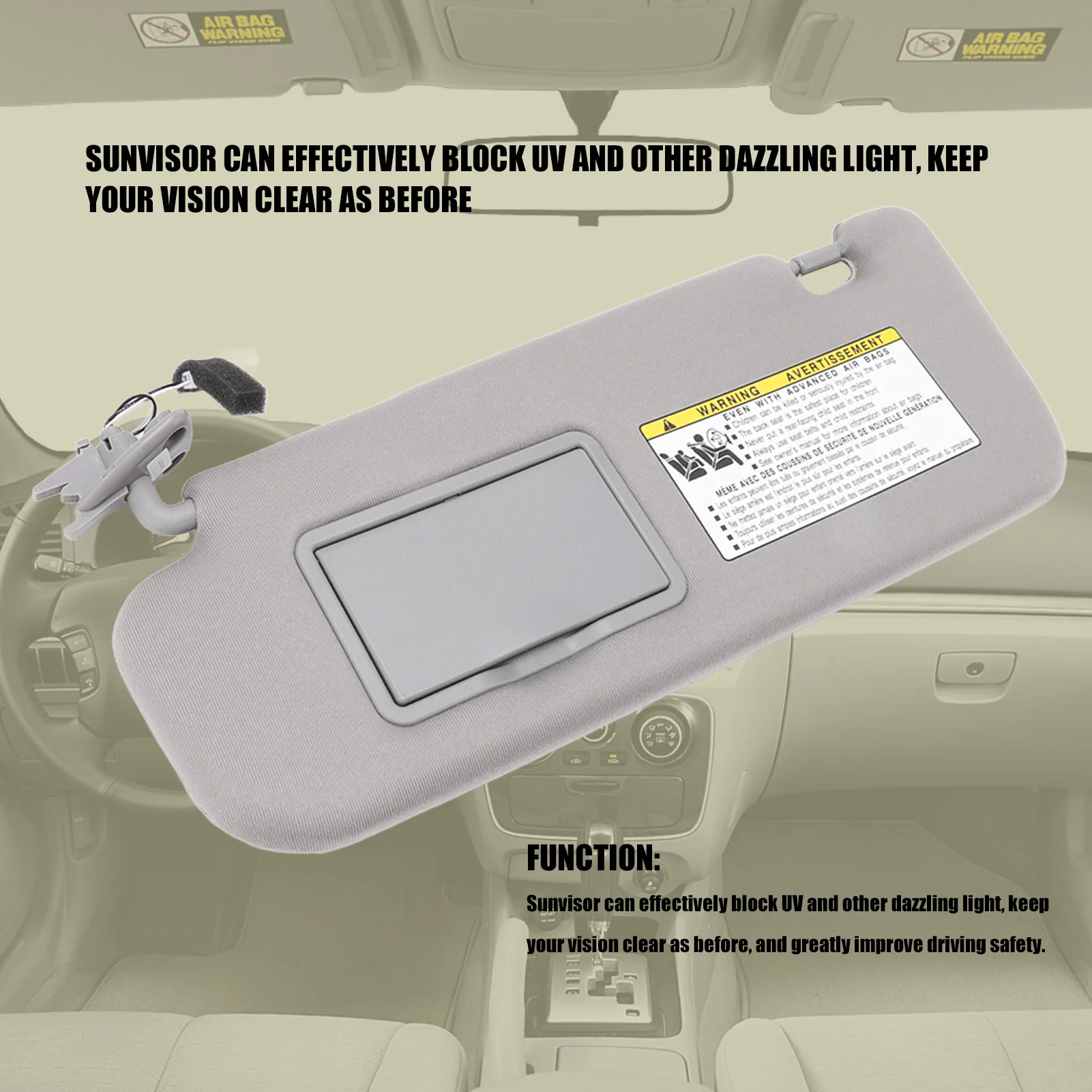 Sunvisor Assy Grey UV Blocking 852013K010QD Replacement For Hyundai Sonata 2006‑2008 Right/Left