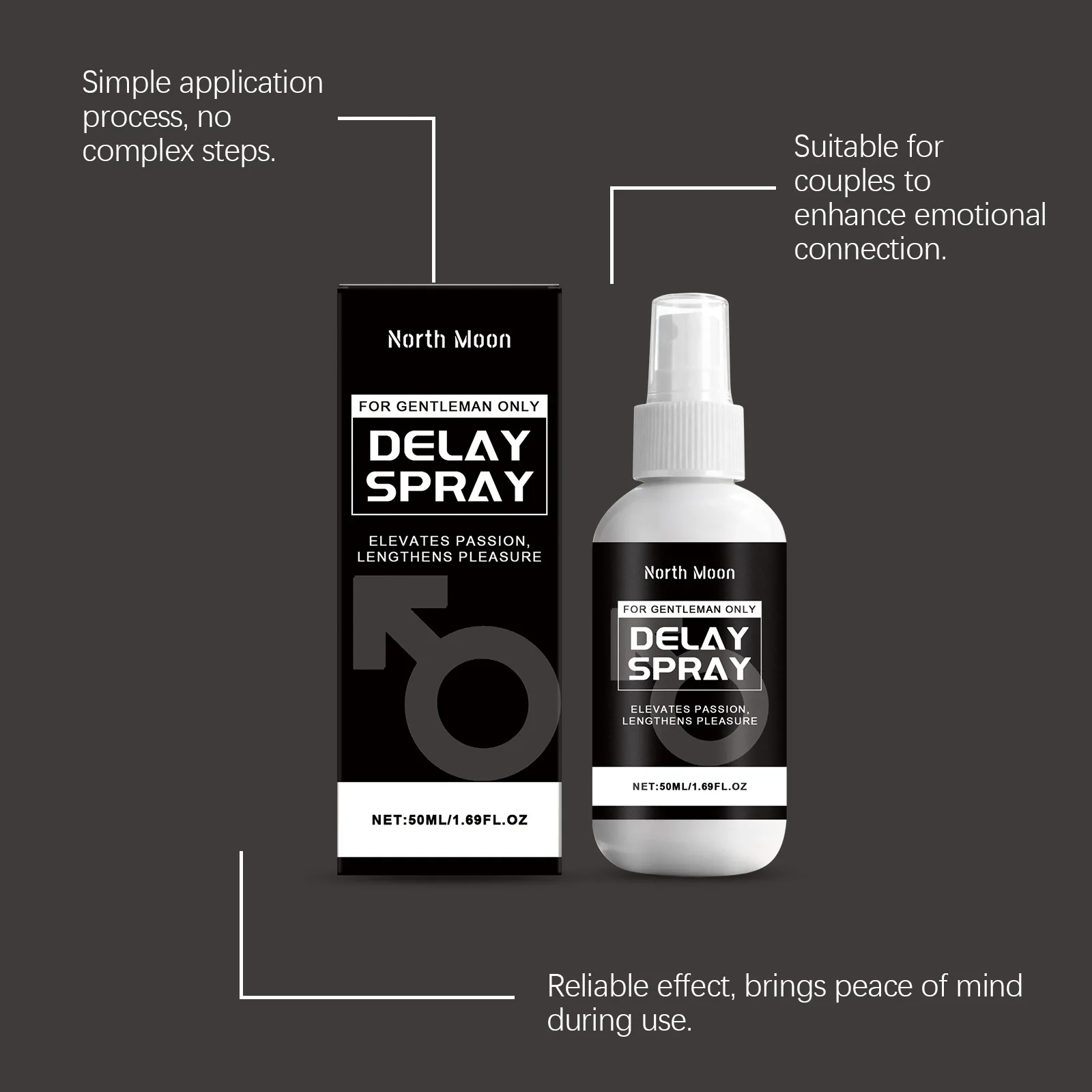 North Moon – Spray de soin du corps pour hommes, soin doux, hydrate durable, absorption rapide, améliore l'intimité, Spray Portable pour zone privée masculine