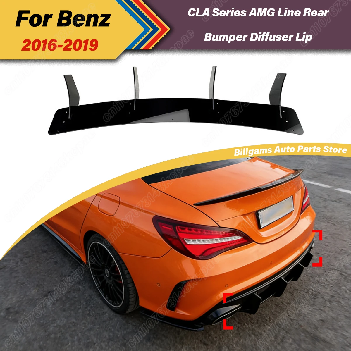 

For Mercedes Benz C117 CLA45 AMG 2016 2017 2018 2019 Automobile Rear Bumper Spoiler Lip Diffuser Decoration External Body Kit