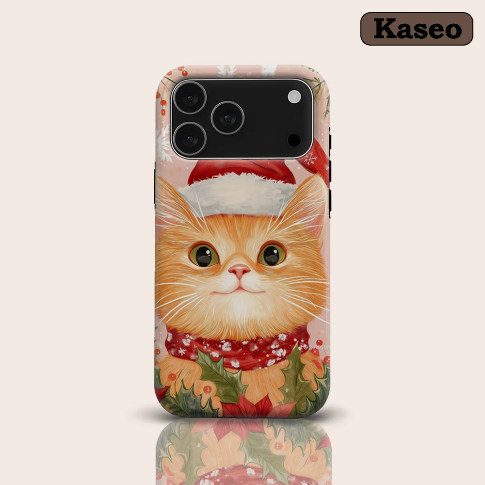 Christmas Orange Cat for Magnetic Phone Case for IPhone 17 16 15 14 13 Pro Max Plus Single Double-layer Tough Case