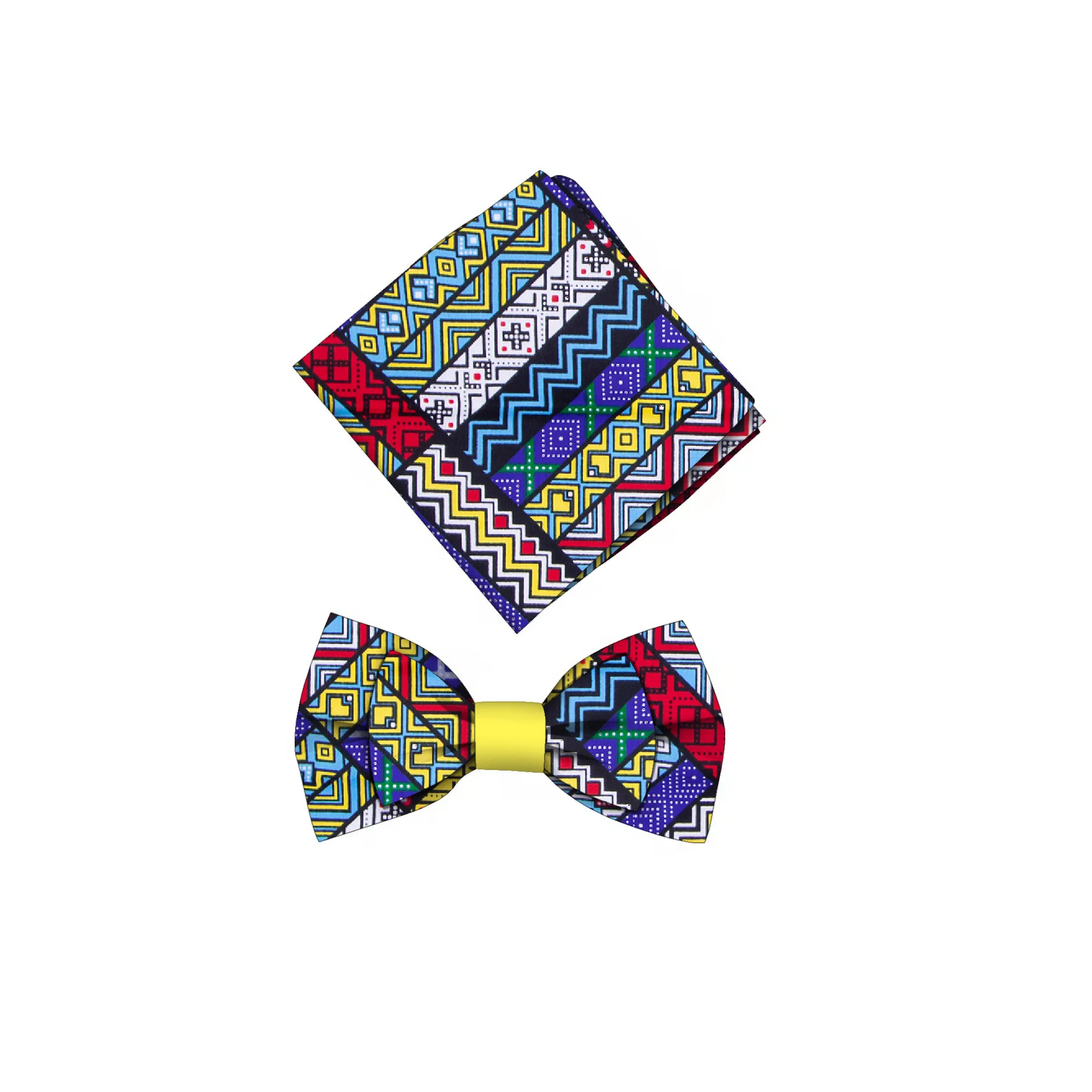 New African Print Bow Tie and Kerchief for Men Bohemia Cotton Print Fabric Gifts for Men Jewelry SP077