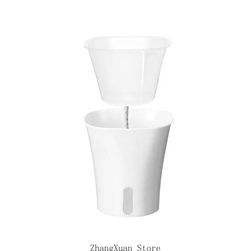 Weiße Anzuchttöpfe mit konischer quadratischer Form und Wasserspeicher, 4er-Pack 3XUF – Detail 4
