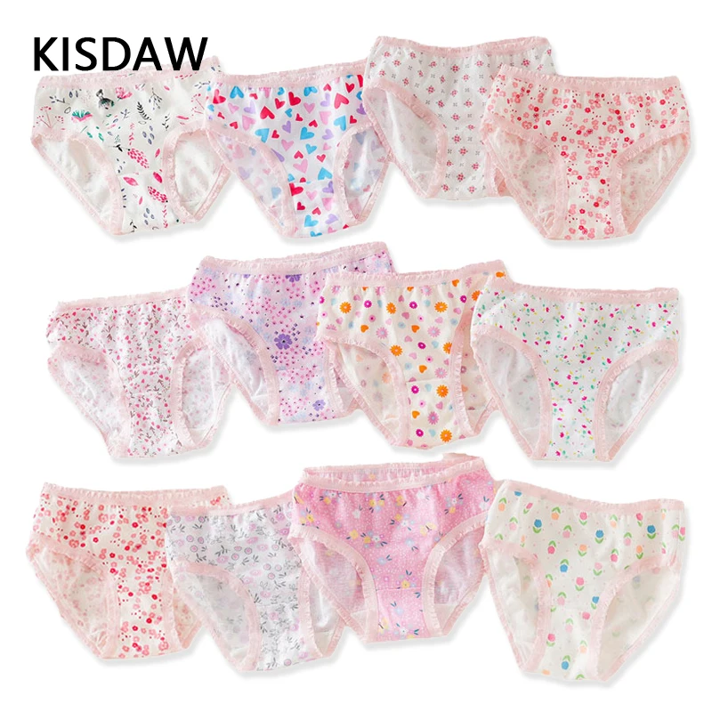 Multipack 12pcs/Lot Baby Girls Briefs Cotton Panties Kids Floral Underwears Children Short Underpants For 2-10 Years