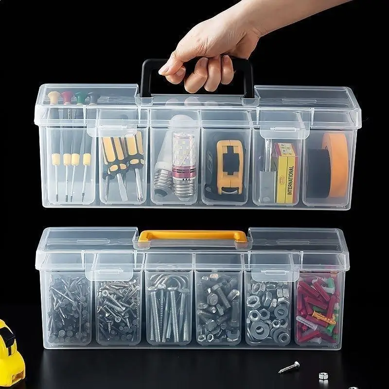 Hardware Tool Storage Box, Multi-Compartment Transparent Tool Organizer, Screw And Accessory Sorting Box, Household Screw, Wrenc