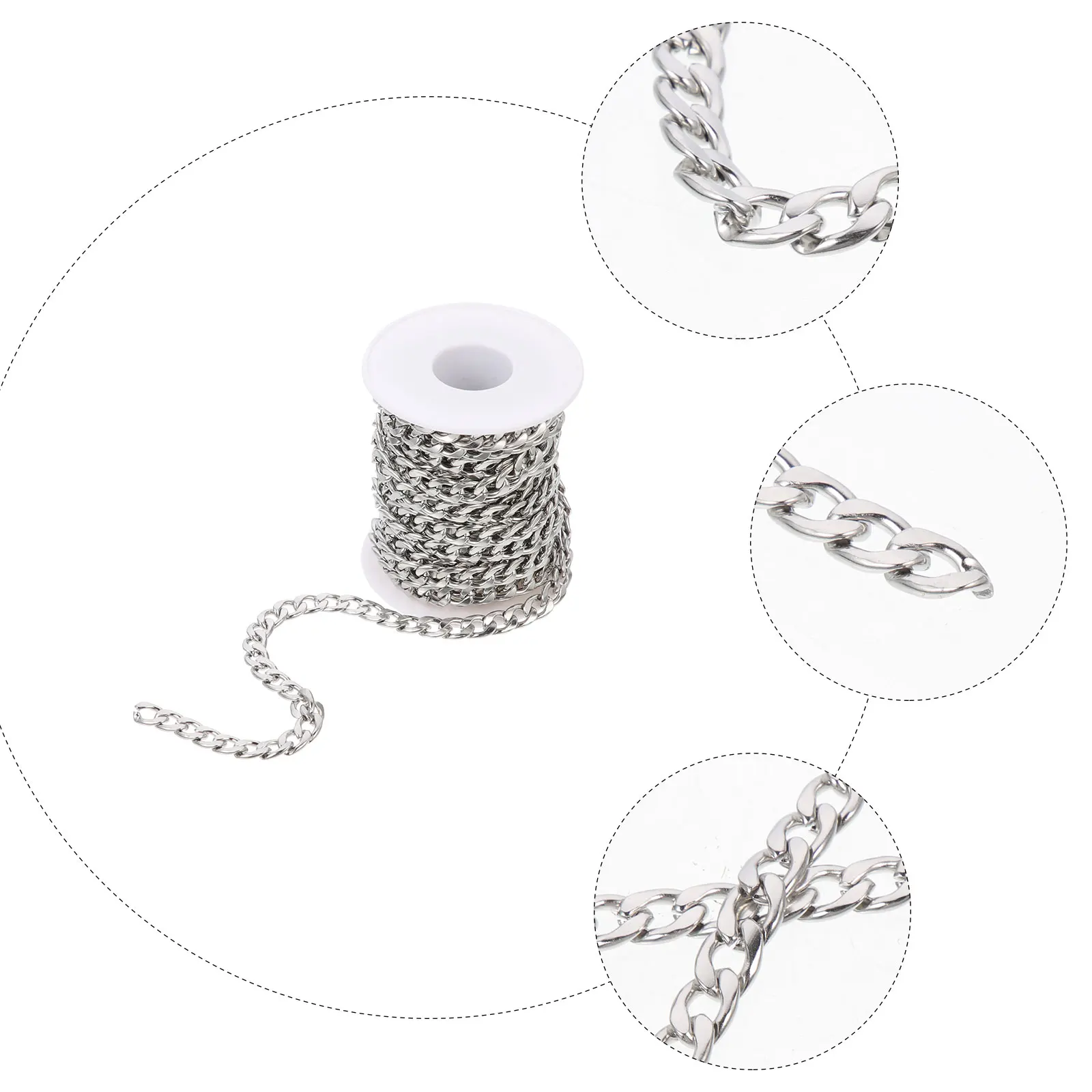 Stainless Steel Chain Chunky Silver Jewelry Chains For Making Necklace Bracelet Earrings DIY Craft Metal Chains Stainless Steel