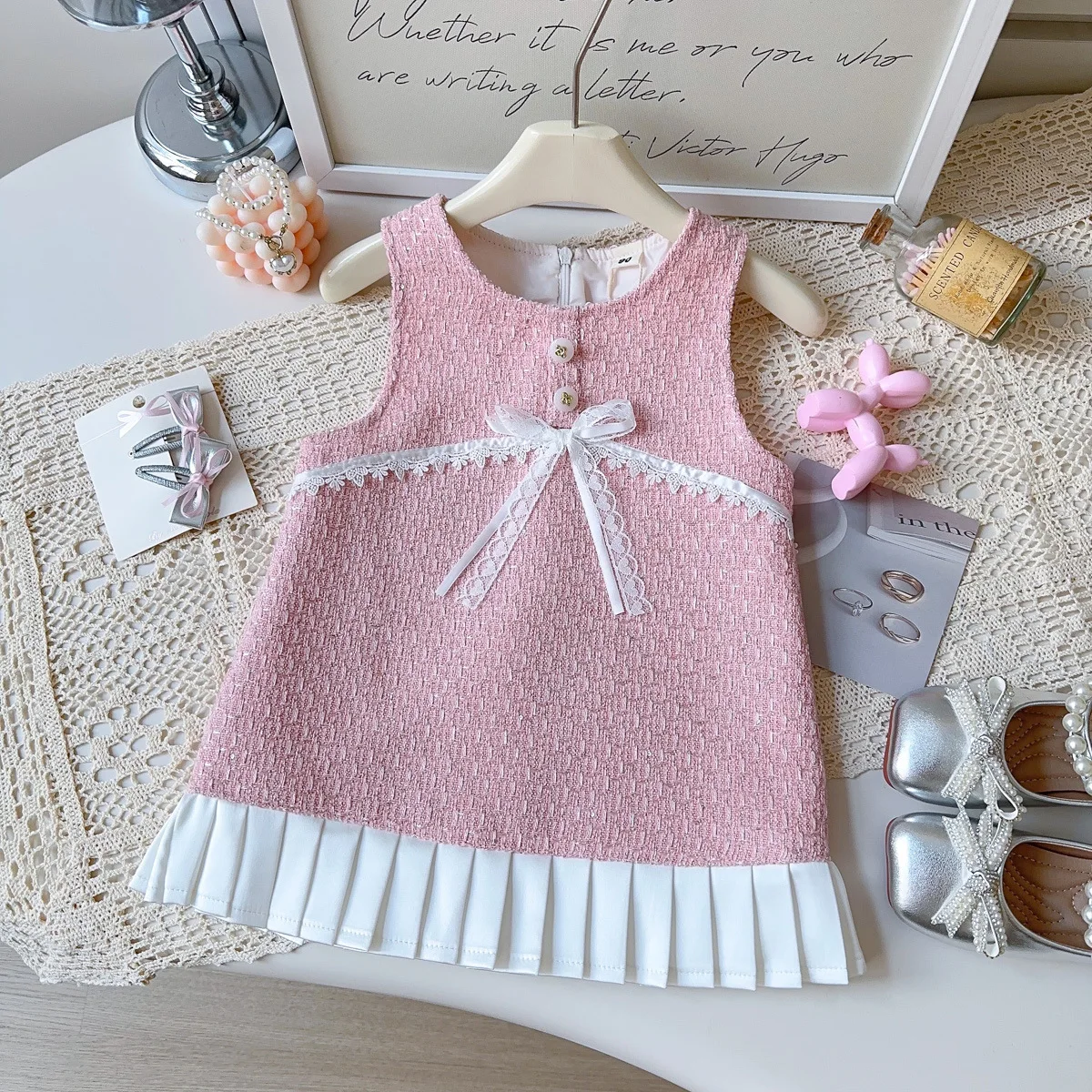 

Girls Dresses Spring Autumn 2025 New Children Vest Dress For Baby Princess Party Clothes Kids Sleeveless Outfits Teenagers 6 7Y