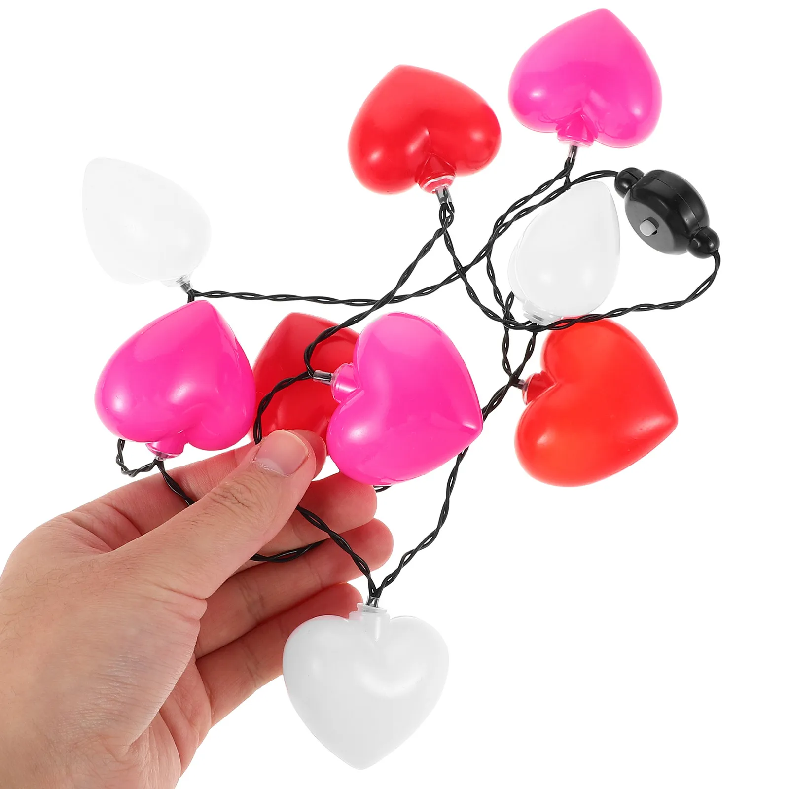 Romantic Red Heart LED String Lights Necklace Valentine's Day Decoration for Adults Kids Parties Weddings Windows Headboards