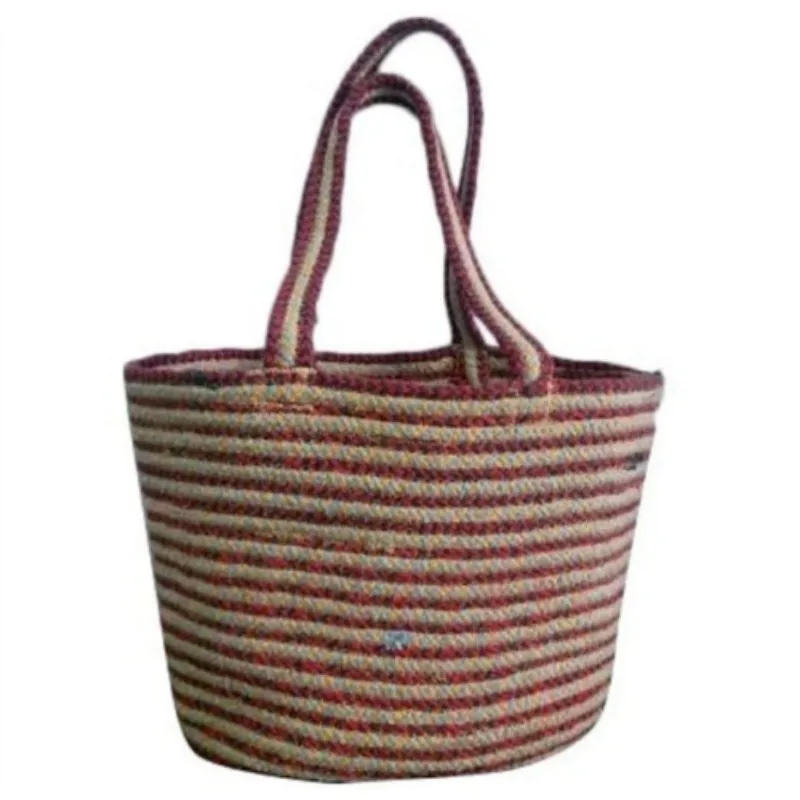 Indian Bag Jute Hand Braided Woven Handbag Wide Space Storage Tote Shoulder Bag