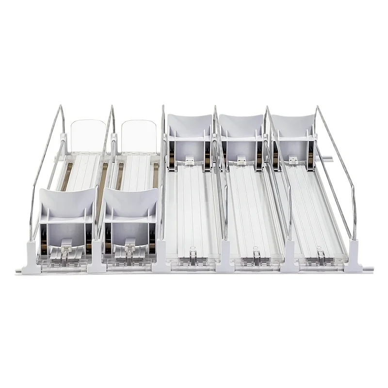 Single Row Roller Drink Pusher, Self-Push Beverage Display Rack, Supermarket Refrigerator Soda Can Organizer