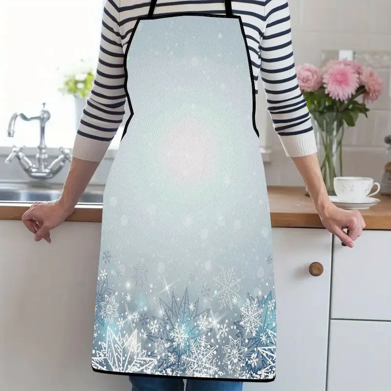 1pc,Winter Snow BackgroundSuitable For Ladies And Gentlemen A Kitchen Cooking Apron That Is Essential For Household Chores