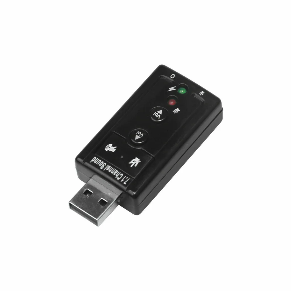 USB7 1 Channel Sound Adapter Driverless External Stereo Card Audio USB Device for Desktop