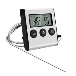 Kitchen Digital Cooking Thermometer Meat Food Temperature For Oven BBQ Grill Timer Function With Probe Heat Meter