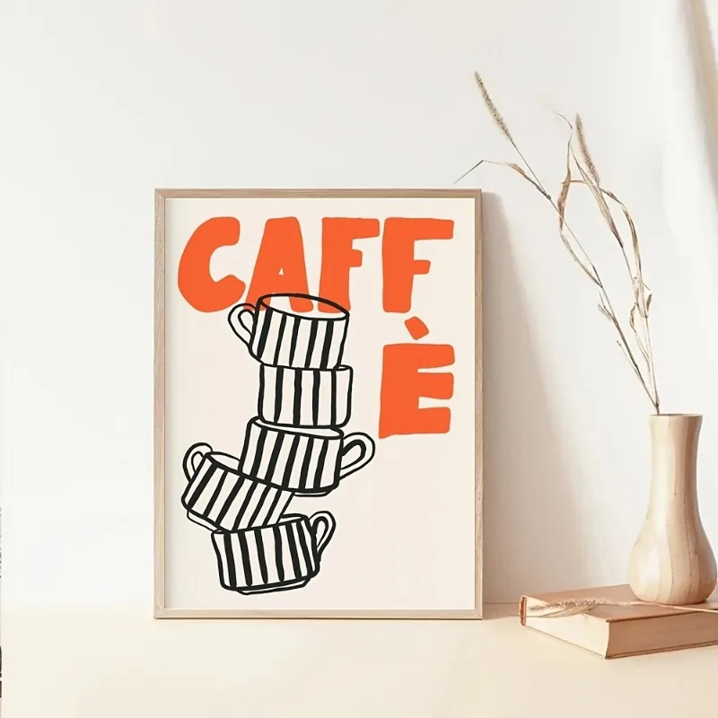 1pc Retro Italian Caffe Canvas Print Kitchen Wall Art, Unframed Espresso Poster 