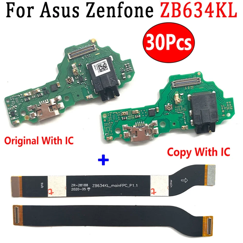 

30Pcs，USB Charger Dock Connector Charging Port Microphone + Motherboard Flex Cable For Asus Zenfone Max Plus (M2) ZB634KL A001D