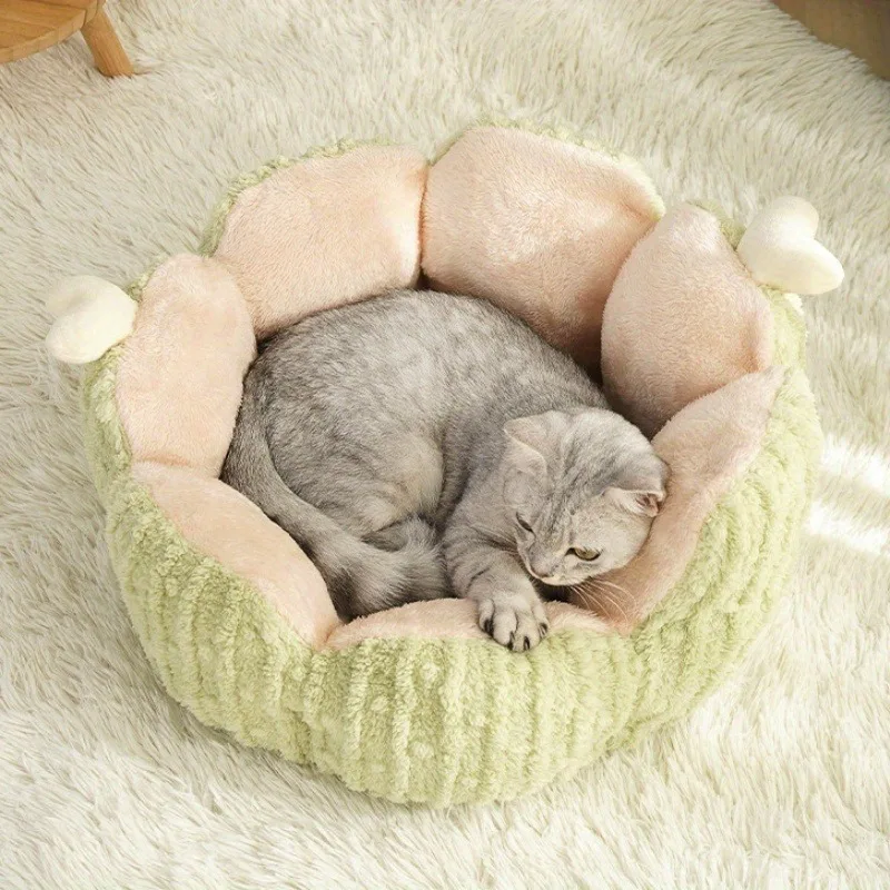 Cats Bed Warm Dogs Accessories Fluffy Houses and Habitats Plush Pet for Winter Goods House Cushions Things Puppy Products Basket