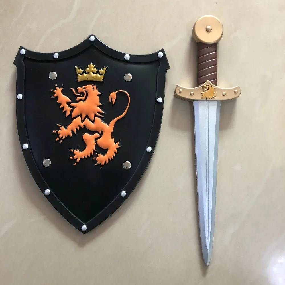 Halloween Gift 2pcs/Sets Lion Sword Shield Toy Weapons Game Cosplay Role Play For Boys  Safety PU Rubber